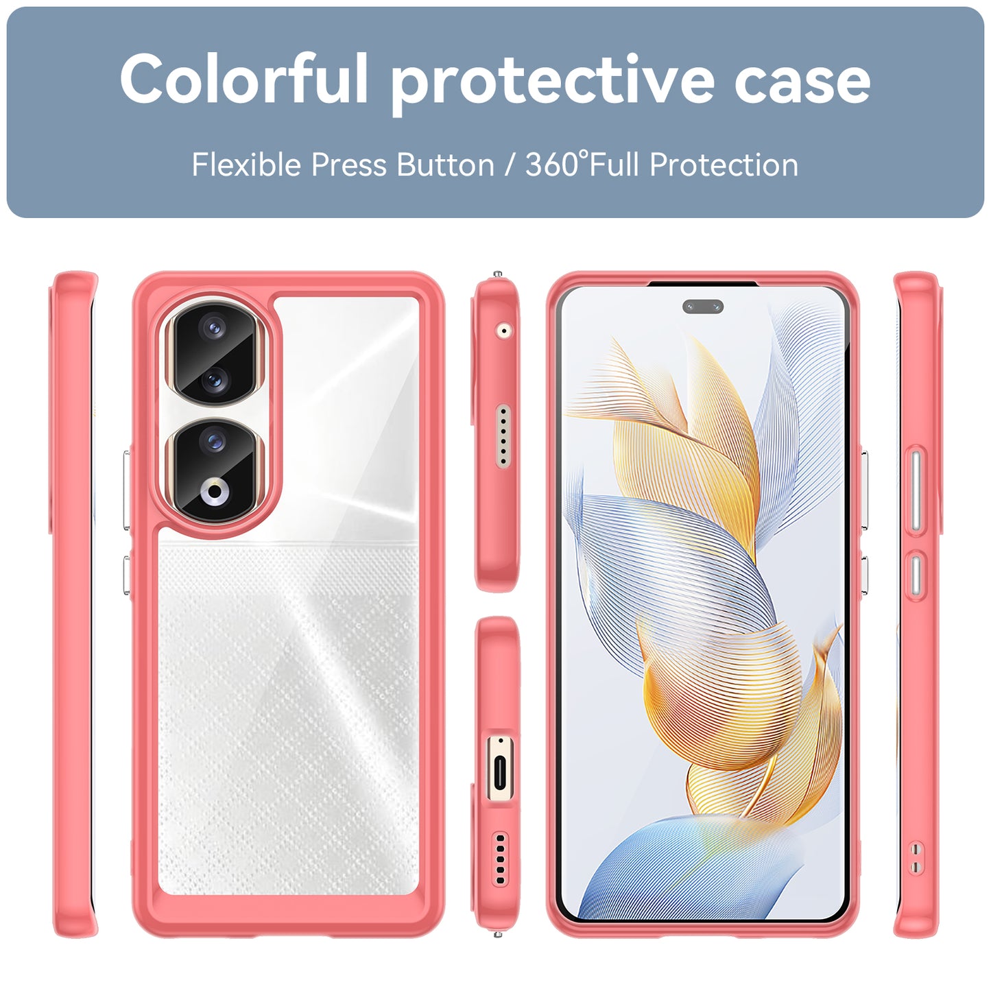 For Honor 90 Pro TPU+Acrylic Hybrid Phone Case Clear Back Protective Cover