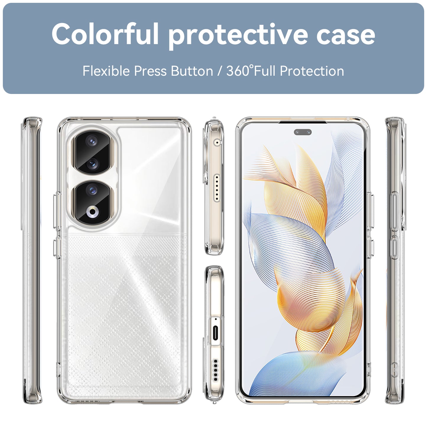 For Honor 90 Pro TPU+Acrylic Hybrid Phone Case Clear Back Protective Cover