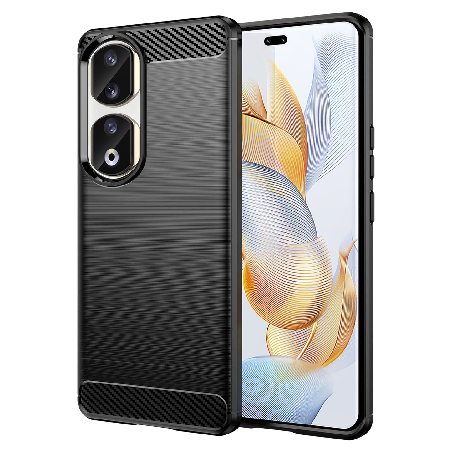 For Honor 90 Pro Carbon Fiber Texture Phone Case Soft TPU Brushed Anti-fall Cover