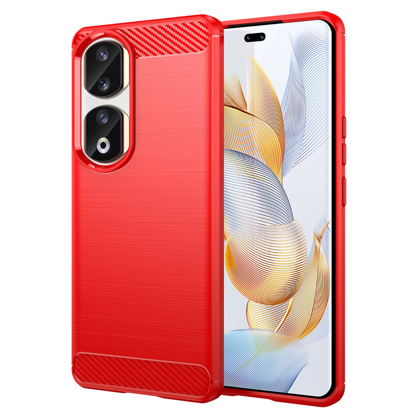 For Honor 90 Pro Carbon Fiber Texture Phone Case Soft TPU Brushed Anti-fall Cover