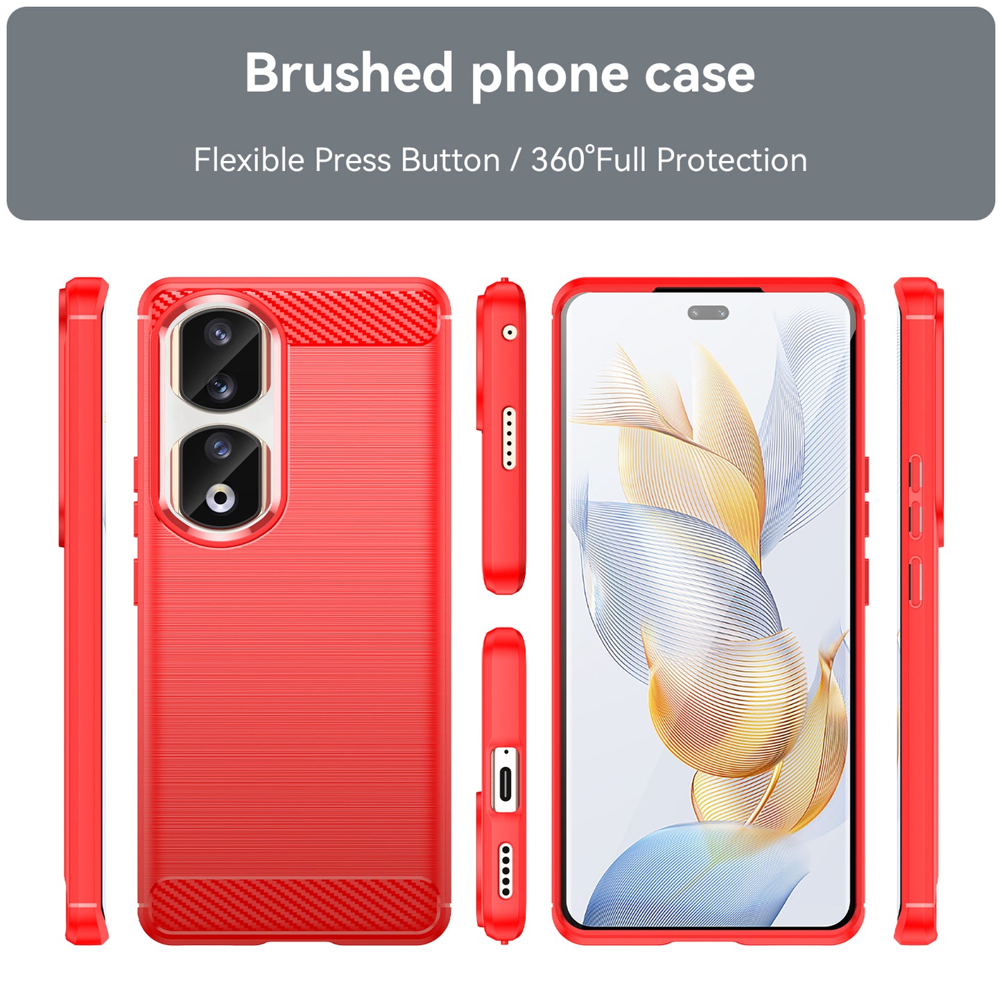 For Honor 90 Pro Carbon Fiber Texture Phone Case Soft TPU Brushed Anti-fall Cover