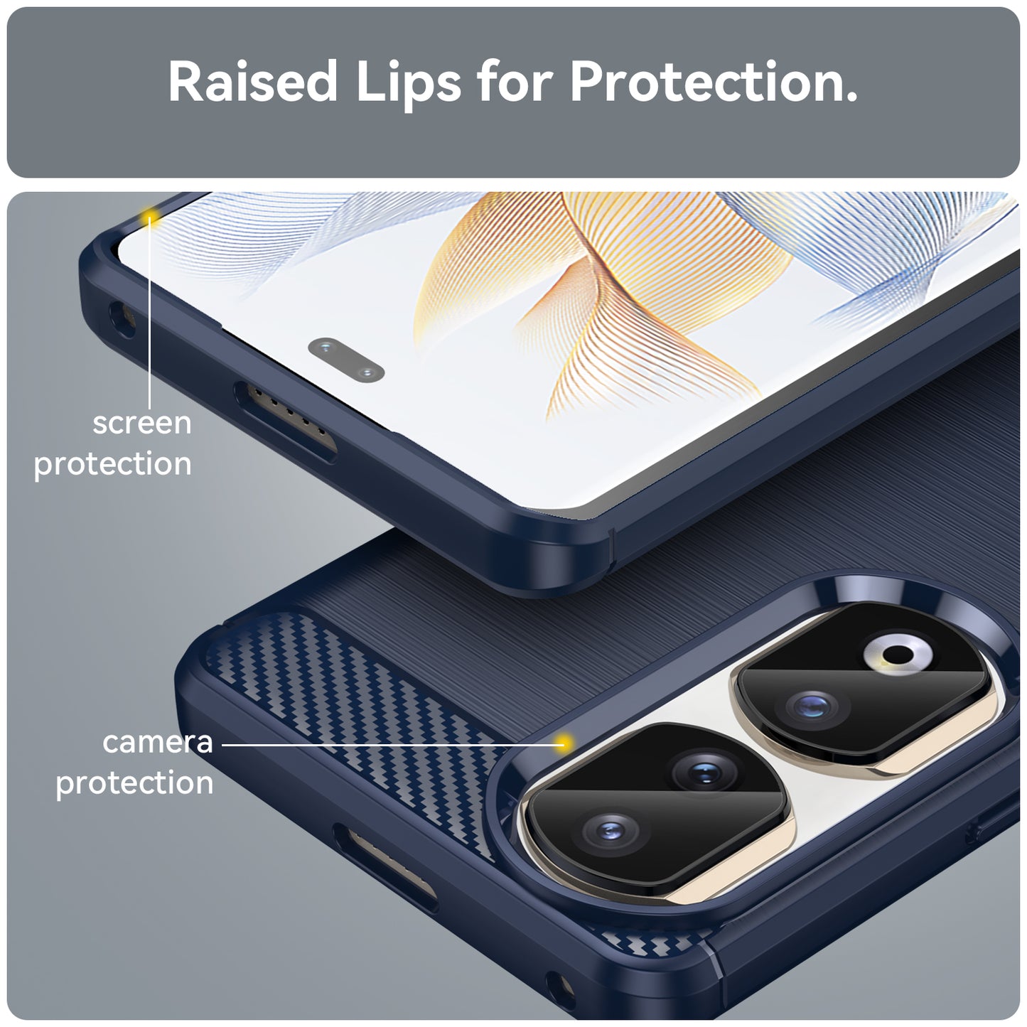 For Honor 90 Pro Carbon Fiber Texture Phone Case Soft TPU Brushed Anti-fall Cover