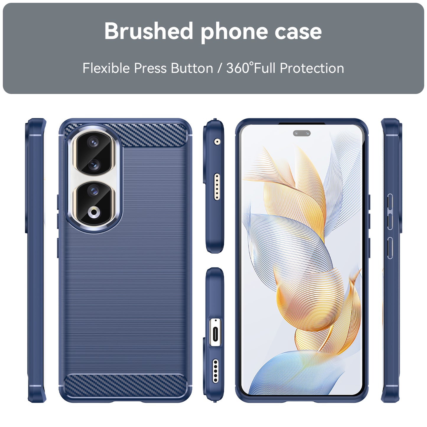 For Honor 90 Pro Carbon Fiber Texture Phone Case Soft TPU Brushed Anti-fall Cover