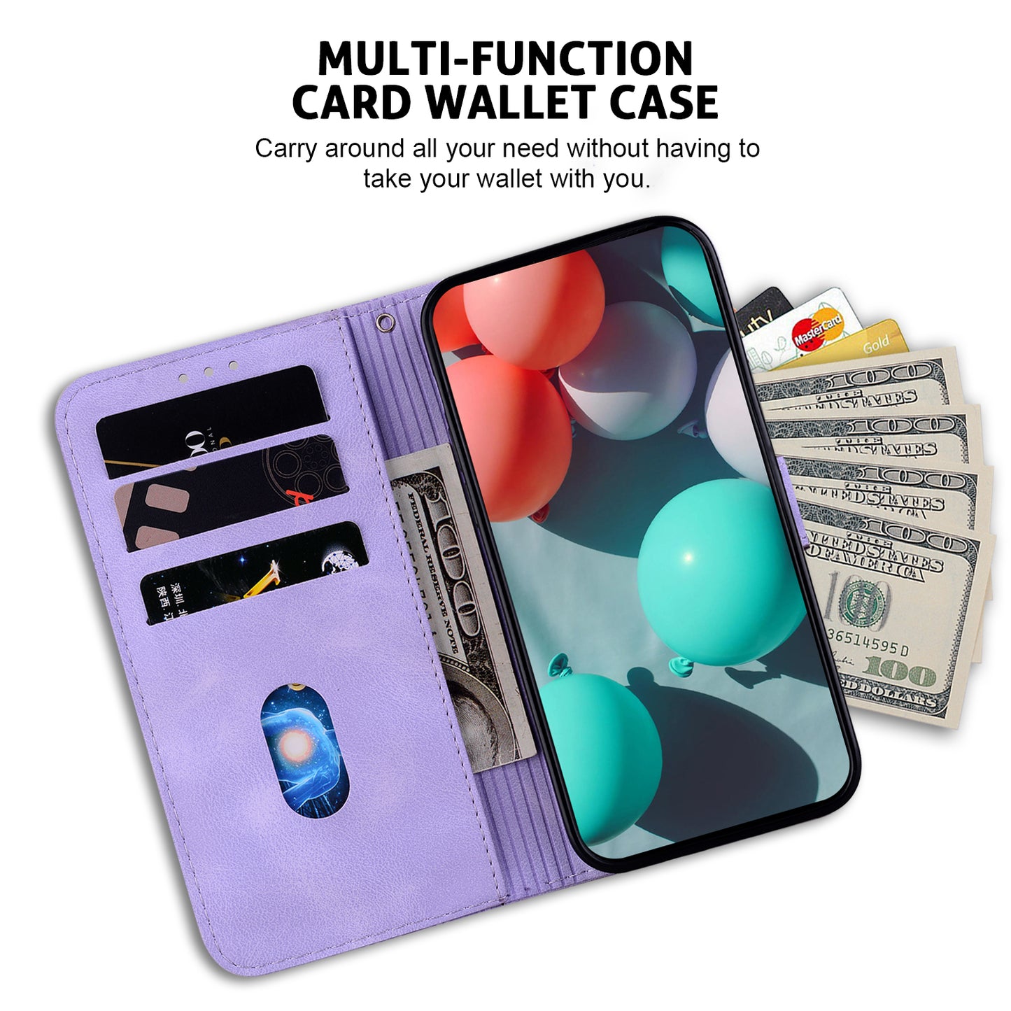 For Huawei nova Y61 4G Stand Cover Imprinted 7-Shape Pattern Wallet Flip Leather Phone Case