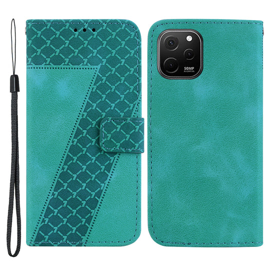 For Huawei nova Y61 4G Stand Cover Imprinted 7-Shape Pattern Wallet Flip Leather Phone Case