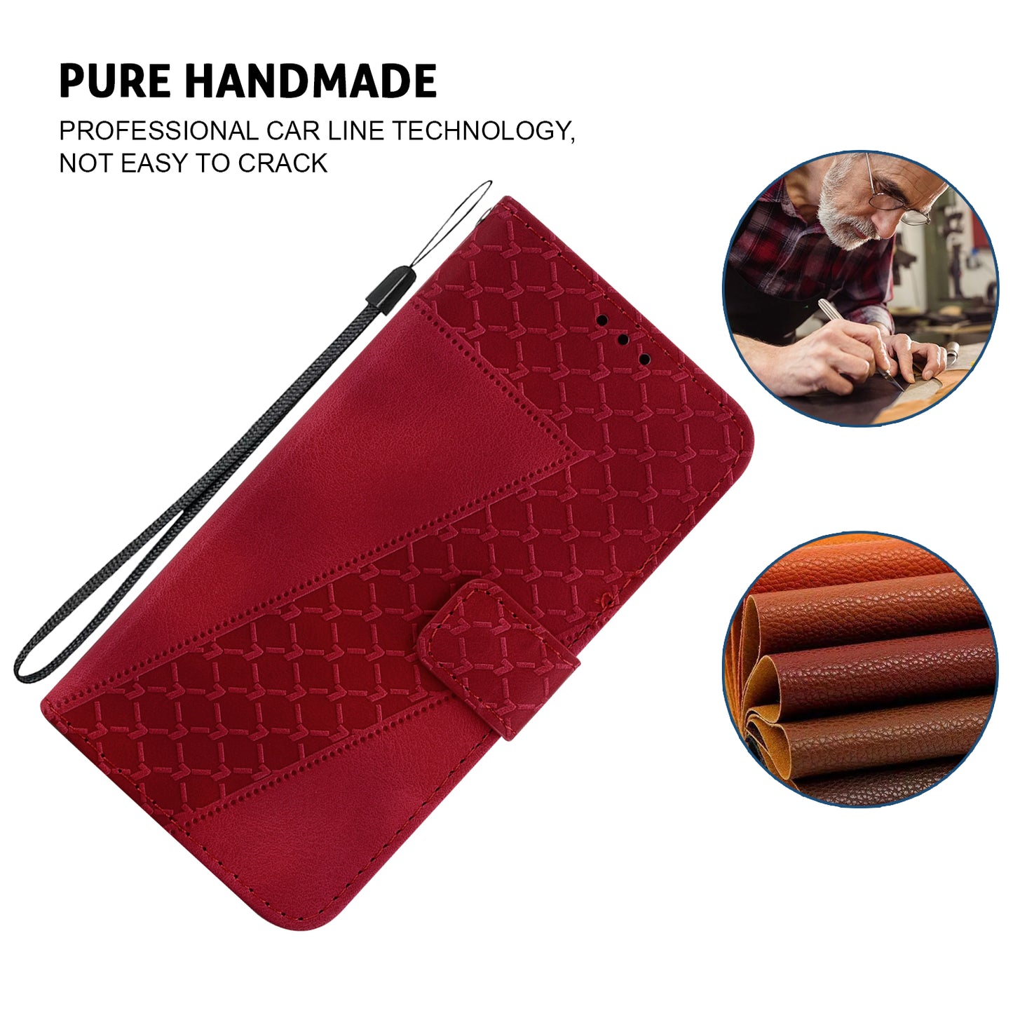 For Huawei nova Y61 4G Stand Cover Imprinted 7-Shape Pattern Wallet Flip Leather Phone Case