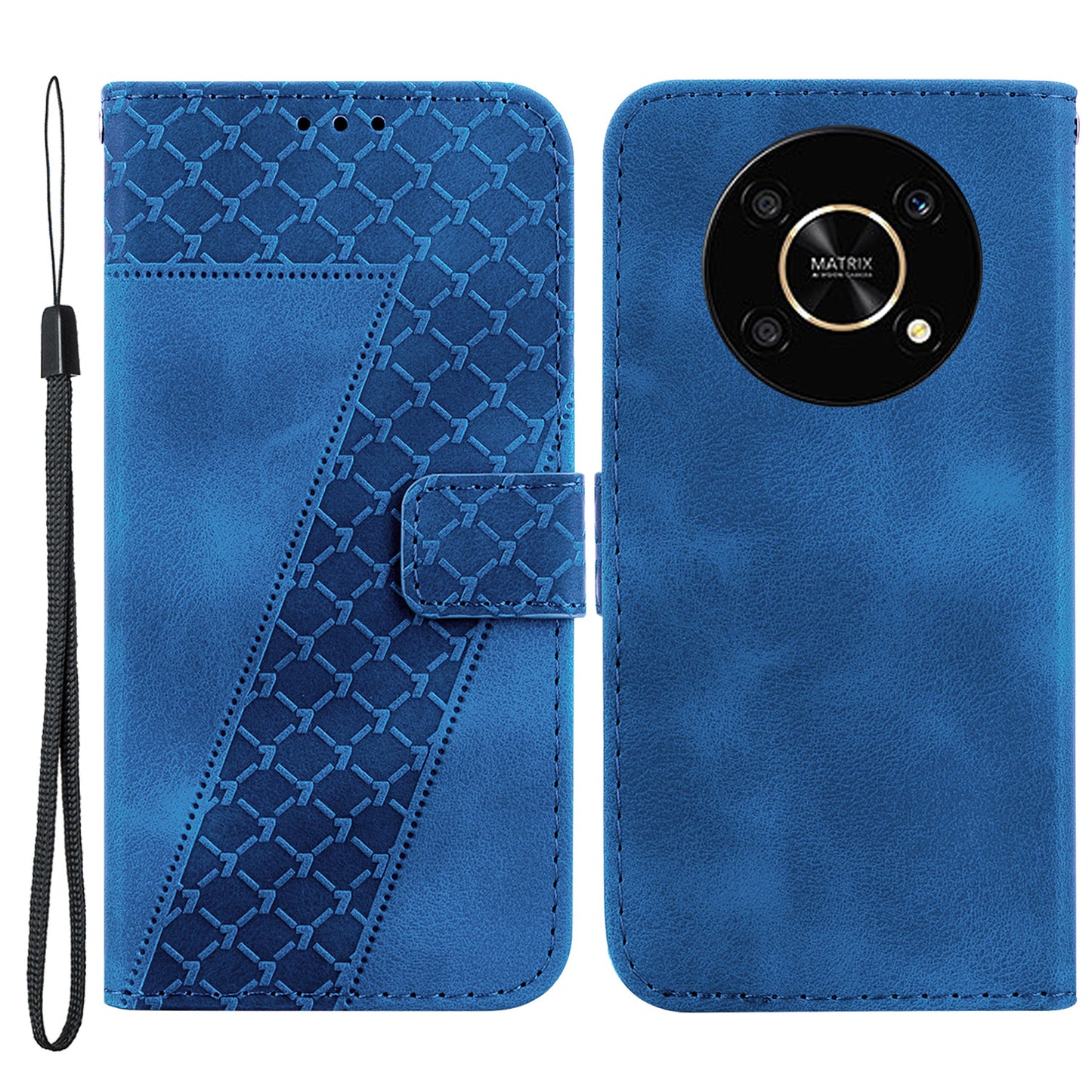 For Honor X9 4G / 5G Slim-Fit Shell Leather Phone Case Stand Imprinted 7-Shape Pattern Wallet Flip Cover