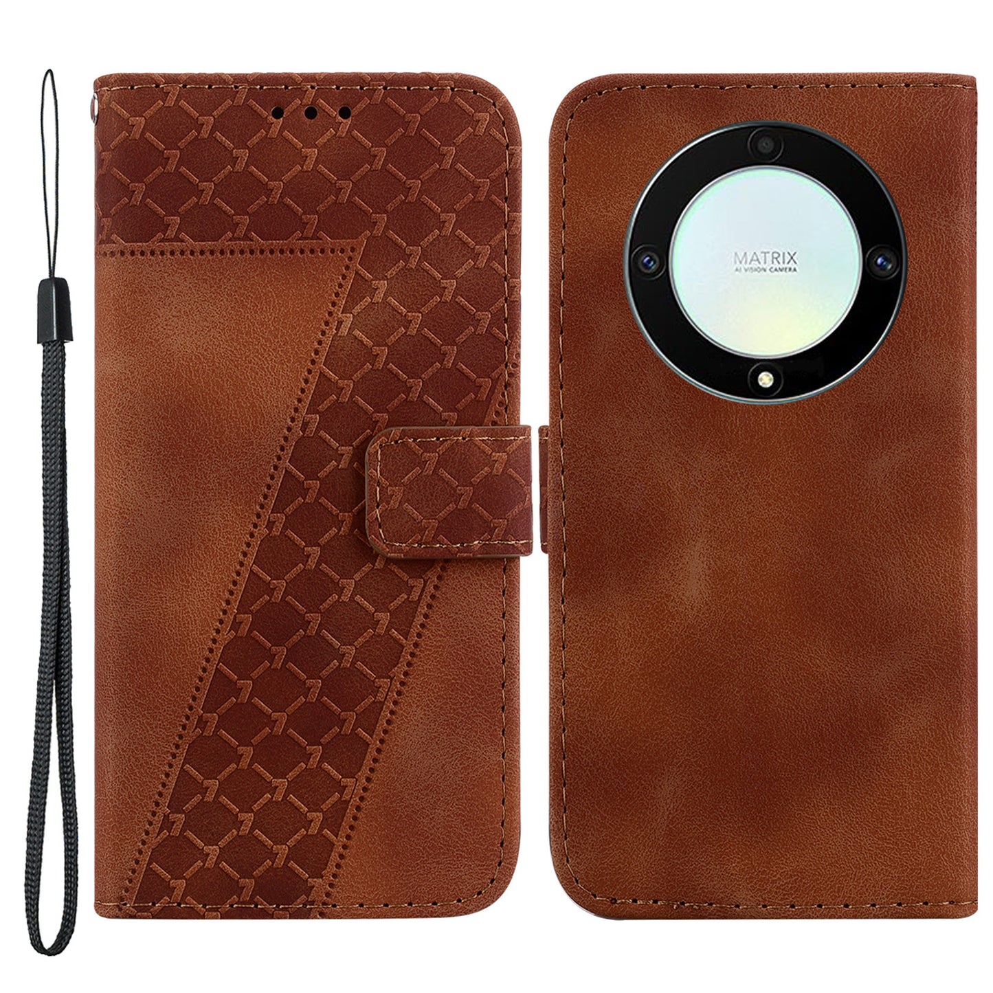 For Honor X9a 5G / X40 5G / Magic5 Lite 5G Flip Leather Phone Case Stand Imprinted 7-Shape Pattern Wallet Cover
