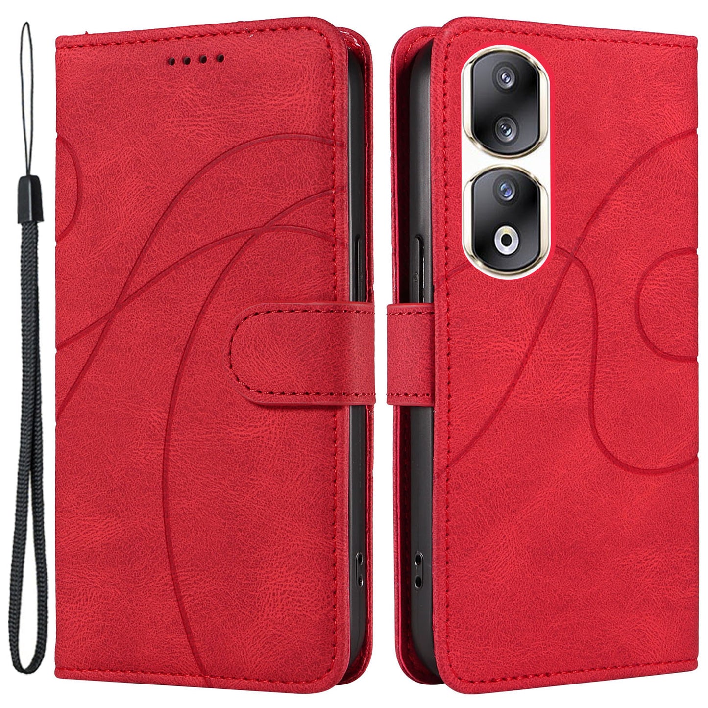 For Honor 90 Pro Slim-Fit Phone Case Imprinted Line Wallet Stand PU Leather Phone Cover