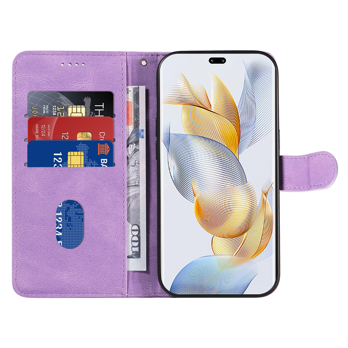 For Honor 90 Pro Slim-Fit Phone Case Imprinted Line Wallet Stand PU Leather Phone Cover