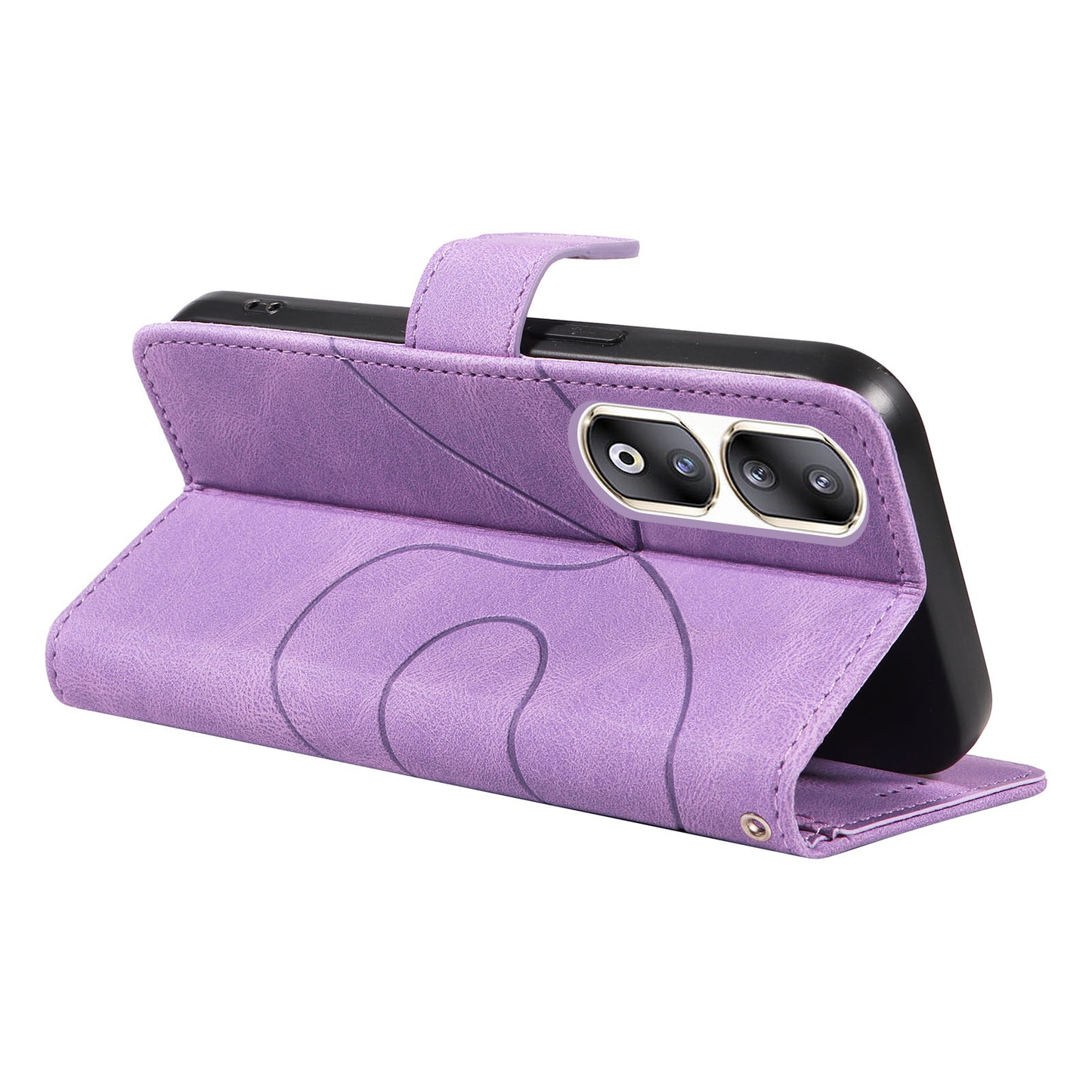For Honor 90 Pro Slim-Fit Phone Case Imprinted Line Wallet Stand PU Leather Phone Cover