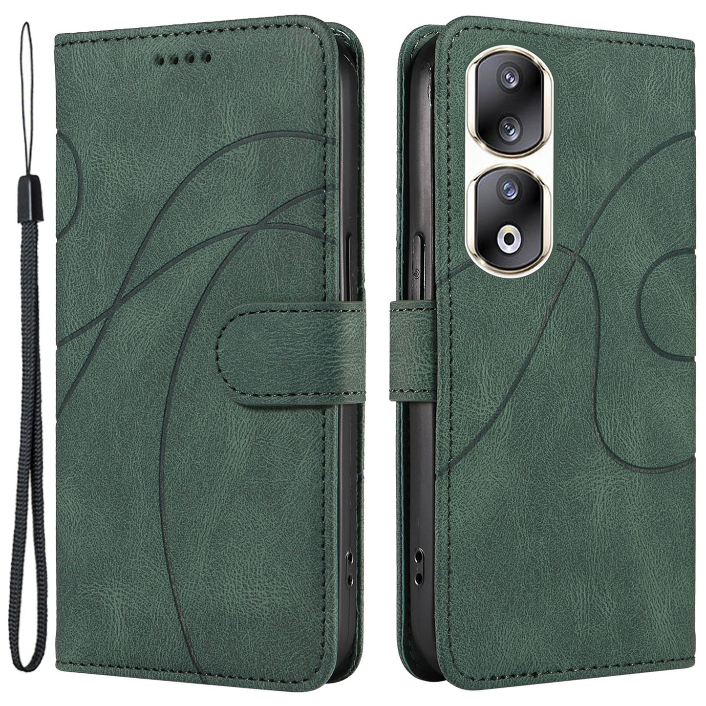 For Honor 90 Pro Slim-Fit Phone Case Imprinted Line Wallet Stand PU Leather Phone Cover