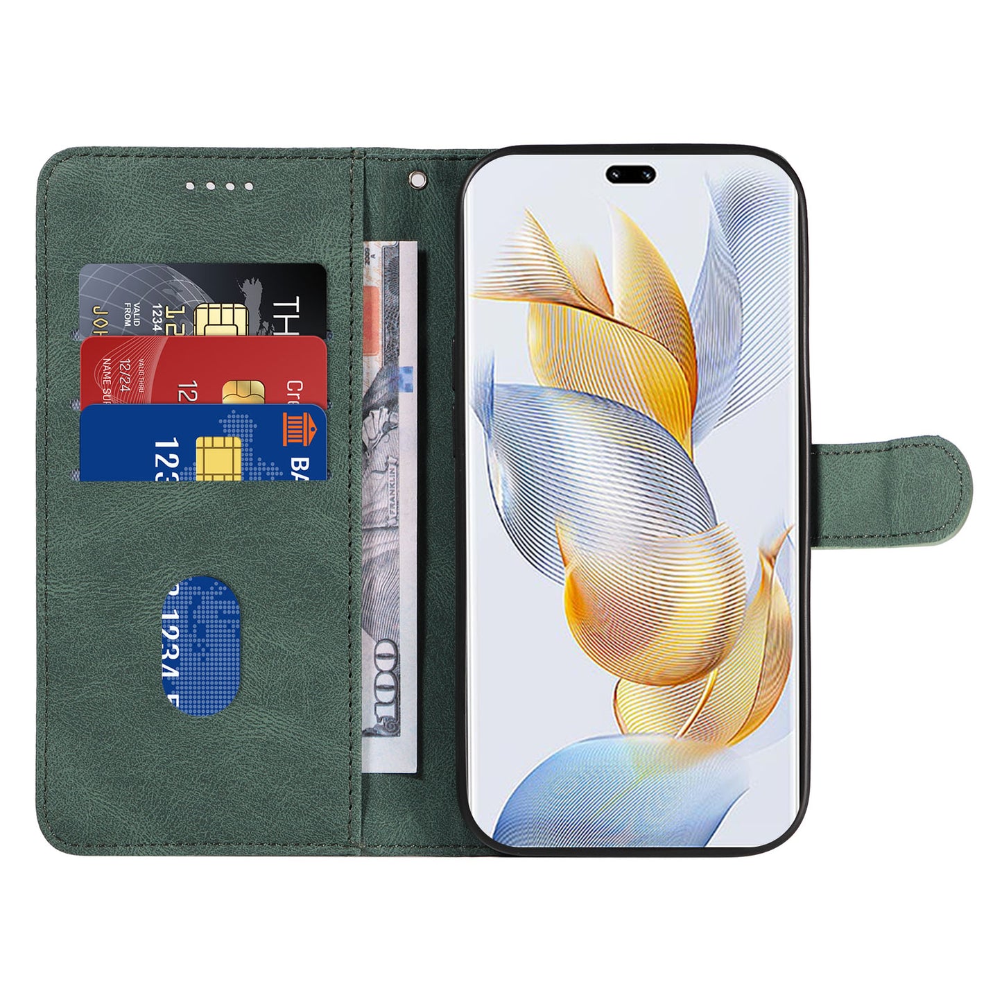 For Honor 90 Pro Slim-Fit Phone Case Imprinted Line Wallet Stand PU Leather Phone Cover