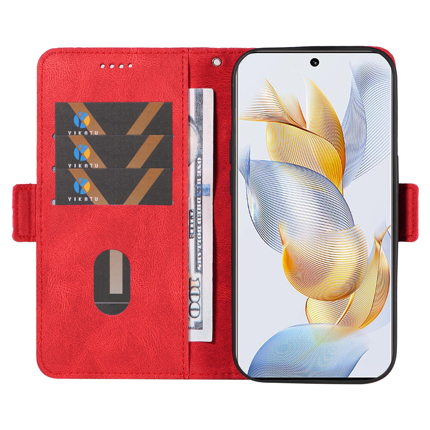 For Honor 90 Splicing PU Leather Phone Case Rhombus Imprinted Flip Stand Wallet Cover