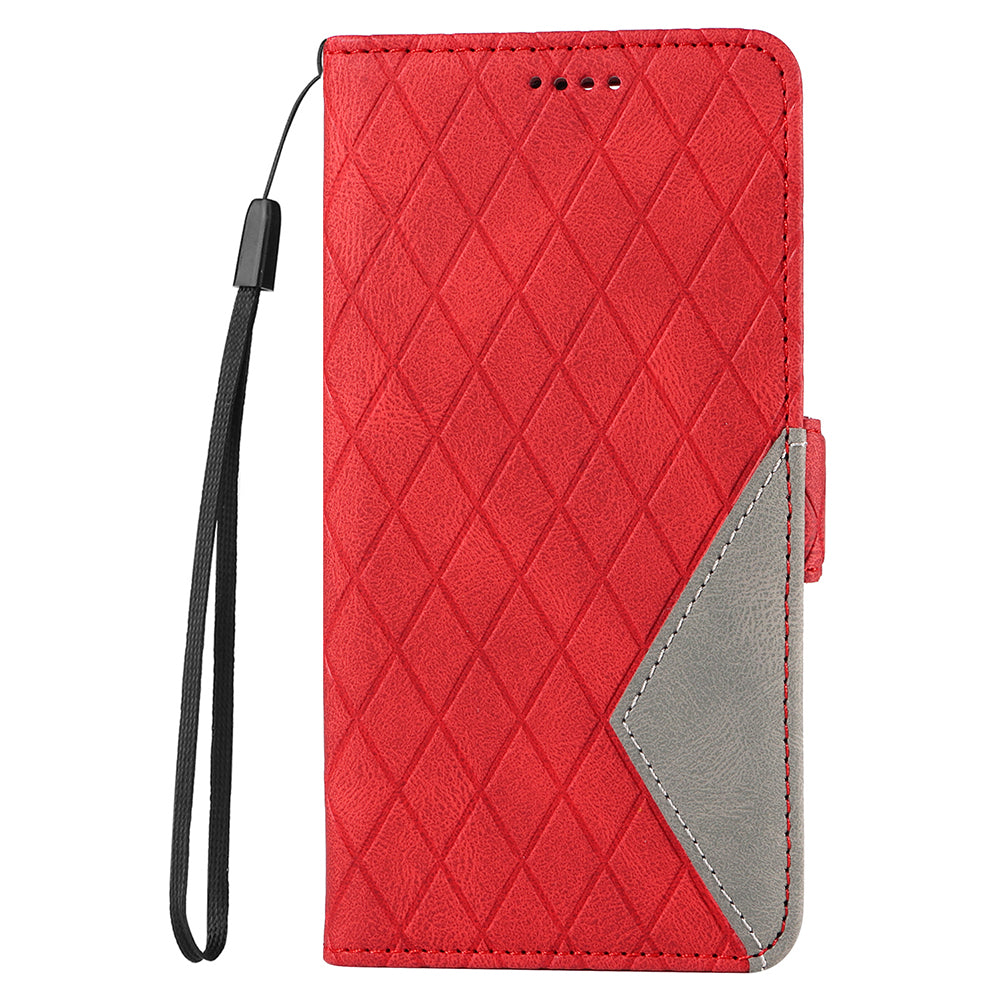 For Honor 90 Splicing PU Leather Phone Case Rhombus Imprinted Flip Stand Wallet Cover