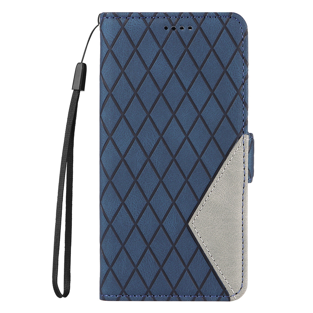 For Honor 90 Splicing PU Leather Phone Case Rhombus Imprinted Flip Stand Wallet Cover