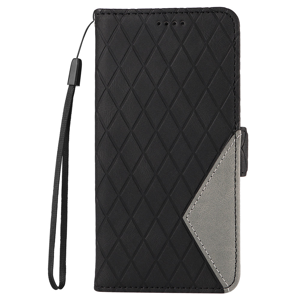 For Honor 90 Pro Rhombus Imprinted Cover Splicing Leather Stand Wallet Phone Case