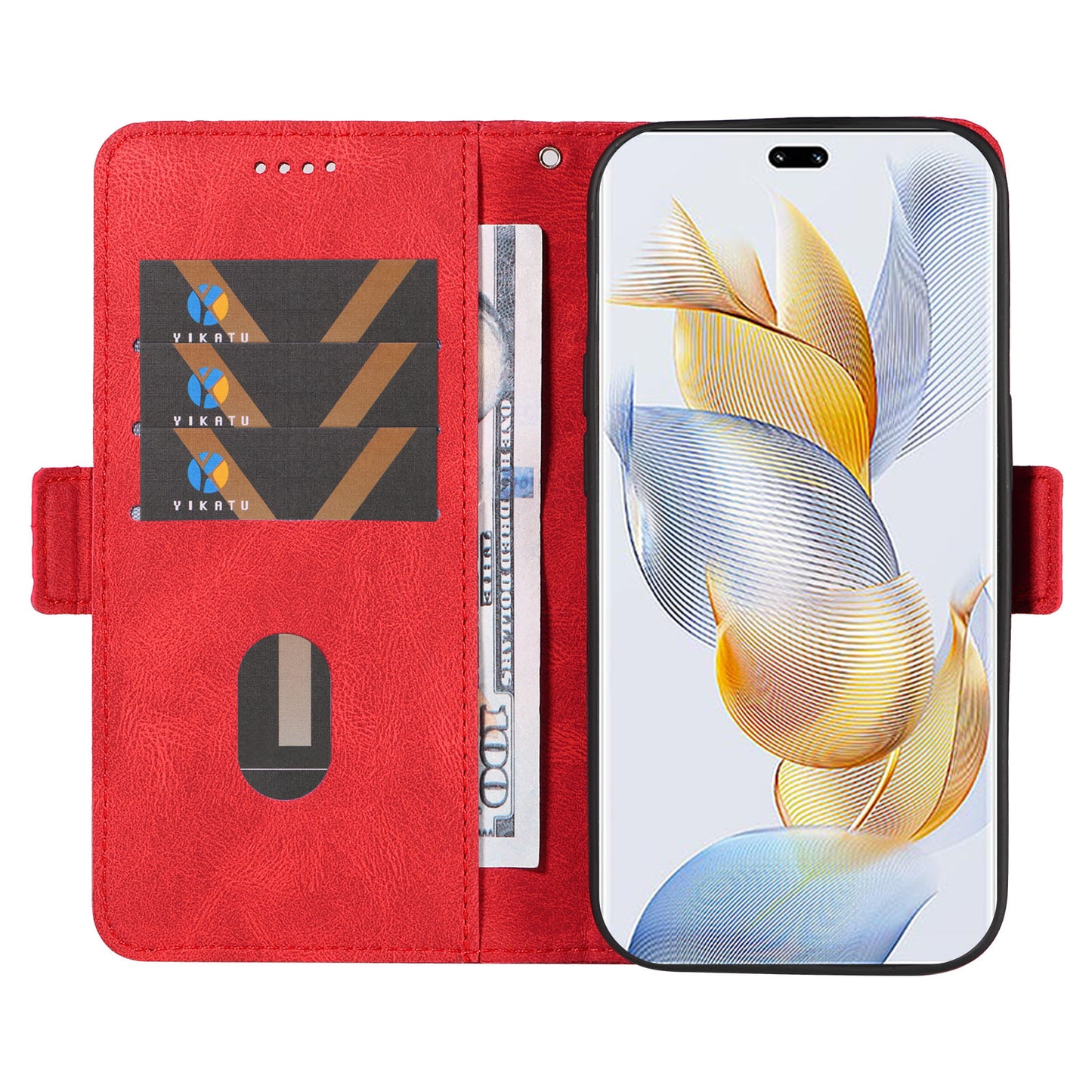 For Honor 90 Pro Rhombus Imprinted Cover Splicing Leather Stand Wallet Phone Case