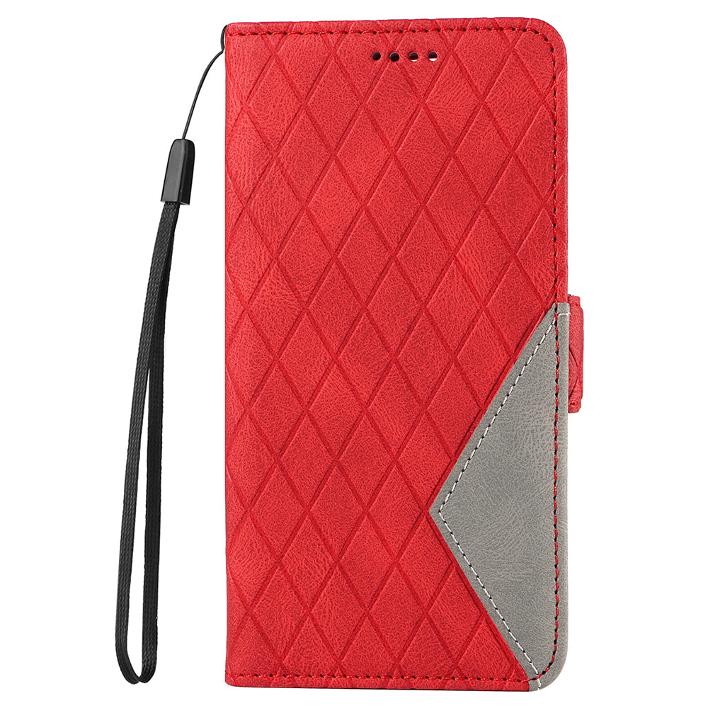 For Honor 90 Pro Rhombus Imprinted Cover Splicing Leather Stand Wallet Phone Case