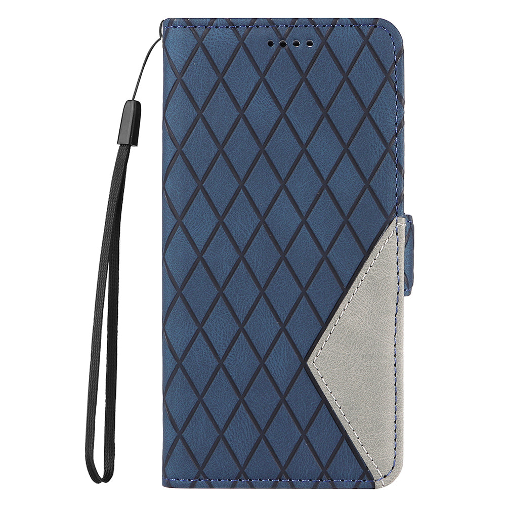 For Honor 90 Pro Rhombus Imprinted Cover Splicing Leather Stand Wallet Phone Case