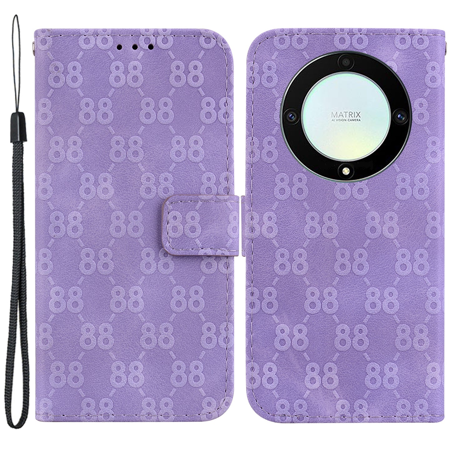 For Honor X40 5G / X9a 5G / Magic5 Lite 5G Double 8-Shape Imprinted Leather Case Anti-drop Stand Wallet Phone Cover