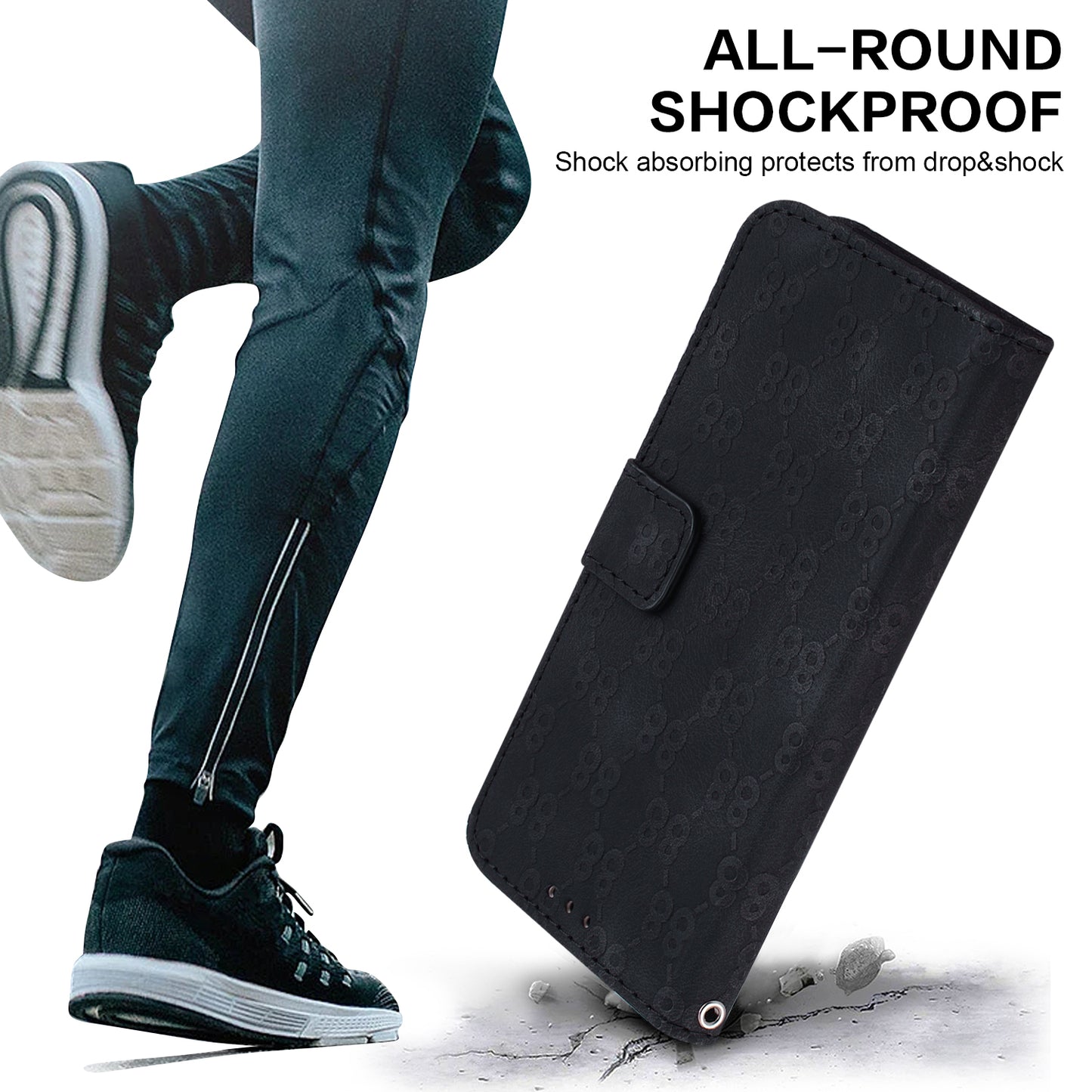 For Honor X9 4G / X9 5G Double 8-Shape Imprint Leather Shell Anti-fall Wallet Stand Phone Cover