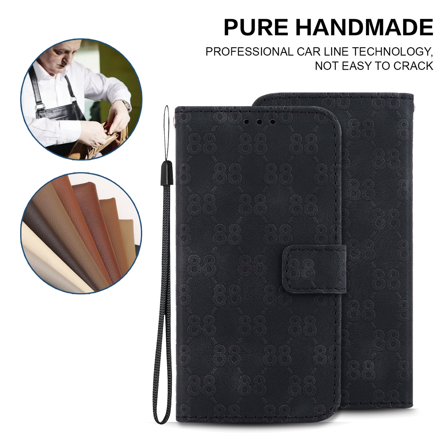 For Honor X9 4G / X9 5G Double 8-Shape Imprint Leather Shell Anti-fall Wallet Stand Phone Cover