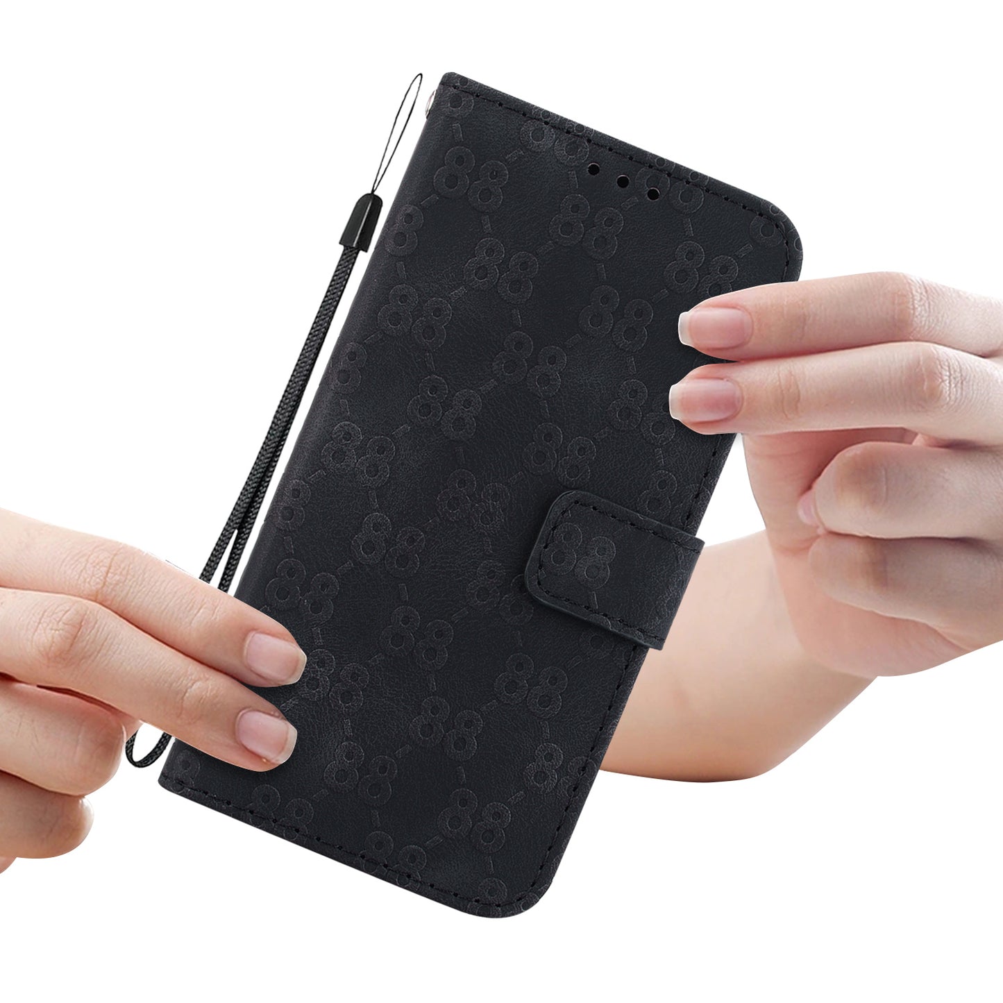 For Honor X9 4G / X9 5G Double 8-Shape Imprint Leather Shell Anti-fall Wallet Stand Phone Cover