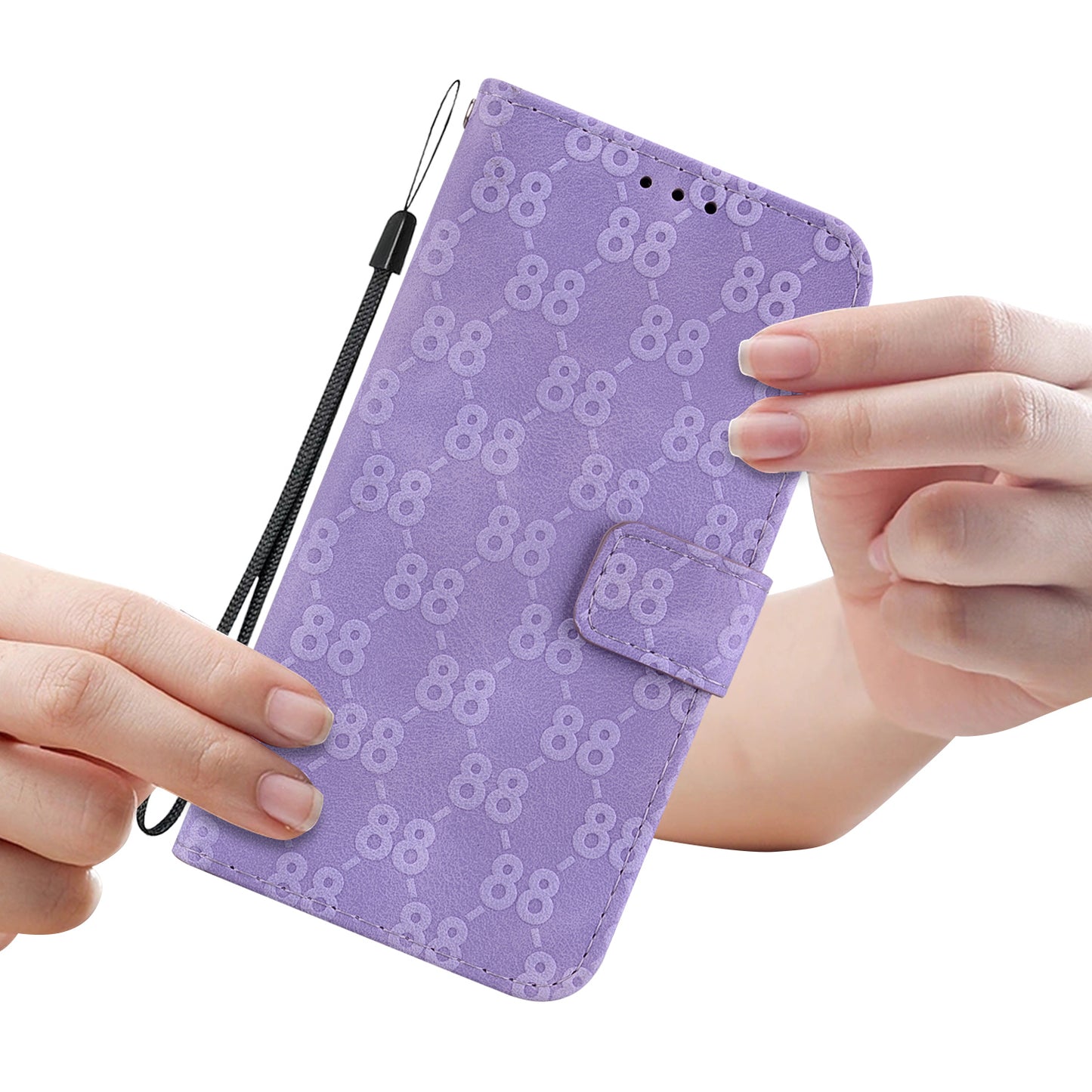 For Honor X9 4G / X9 5G Double 8-Shape Imprint Leather Shell Anti-fall Wallet Stand Phone Cover