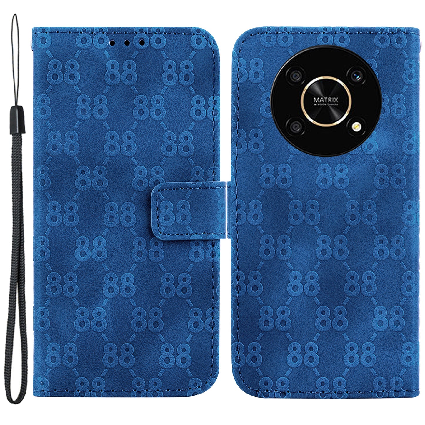 For Honor X9 4G / X9 5G Double 8-Shape Imprint Leather Shell Anti-fall Wallet Stand Phone Cover