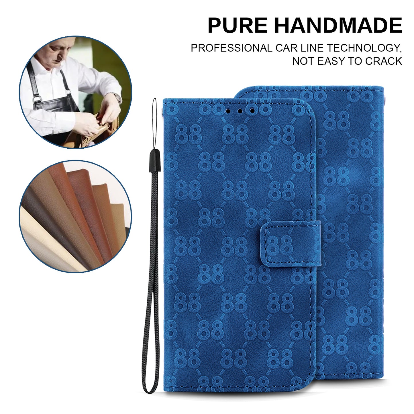 For Honor X9 4G / X9 5G Double 8-Shape Imprint Leather Shell Anti-fall Wallet Stand Phone Cover