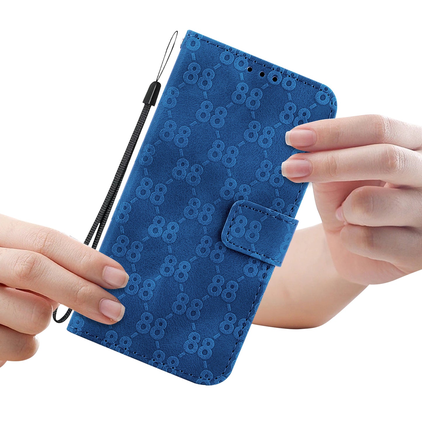 For Honor X9 4G / X9 5G Double 8-Shape Imprint Leather Shell Anti-fall Wallet Stand Phone Cover