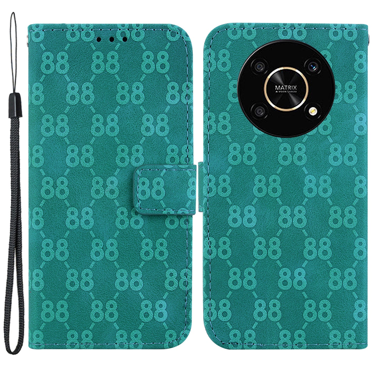 For Honor X9 4G / X9 5G Double 8-Shape Imprint Leather Shell Anti-fall Wallet Stand Phone Cover
