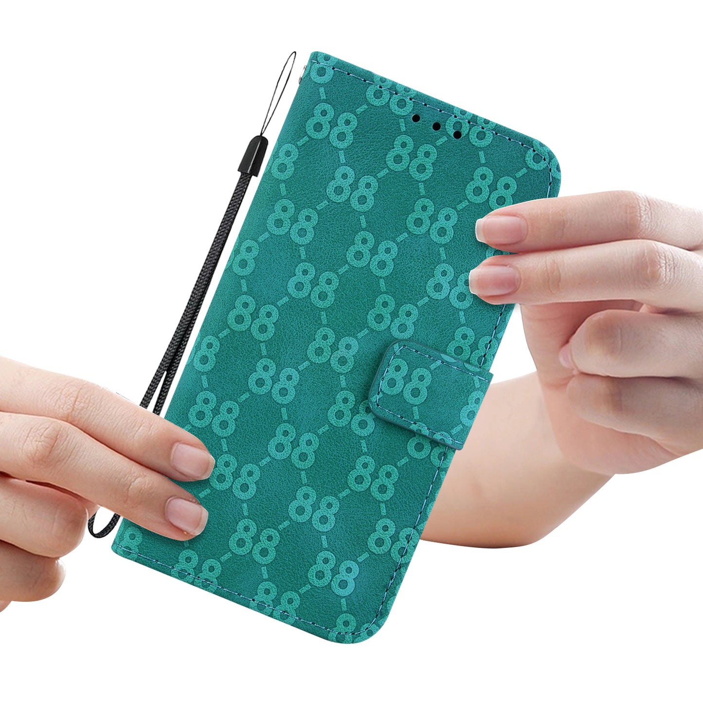 For Honor X9 4G / X9 5G Double 8-Shape Imprint Leather Shell Anti-fall Wallet Stand Phone Cover