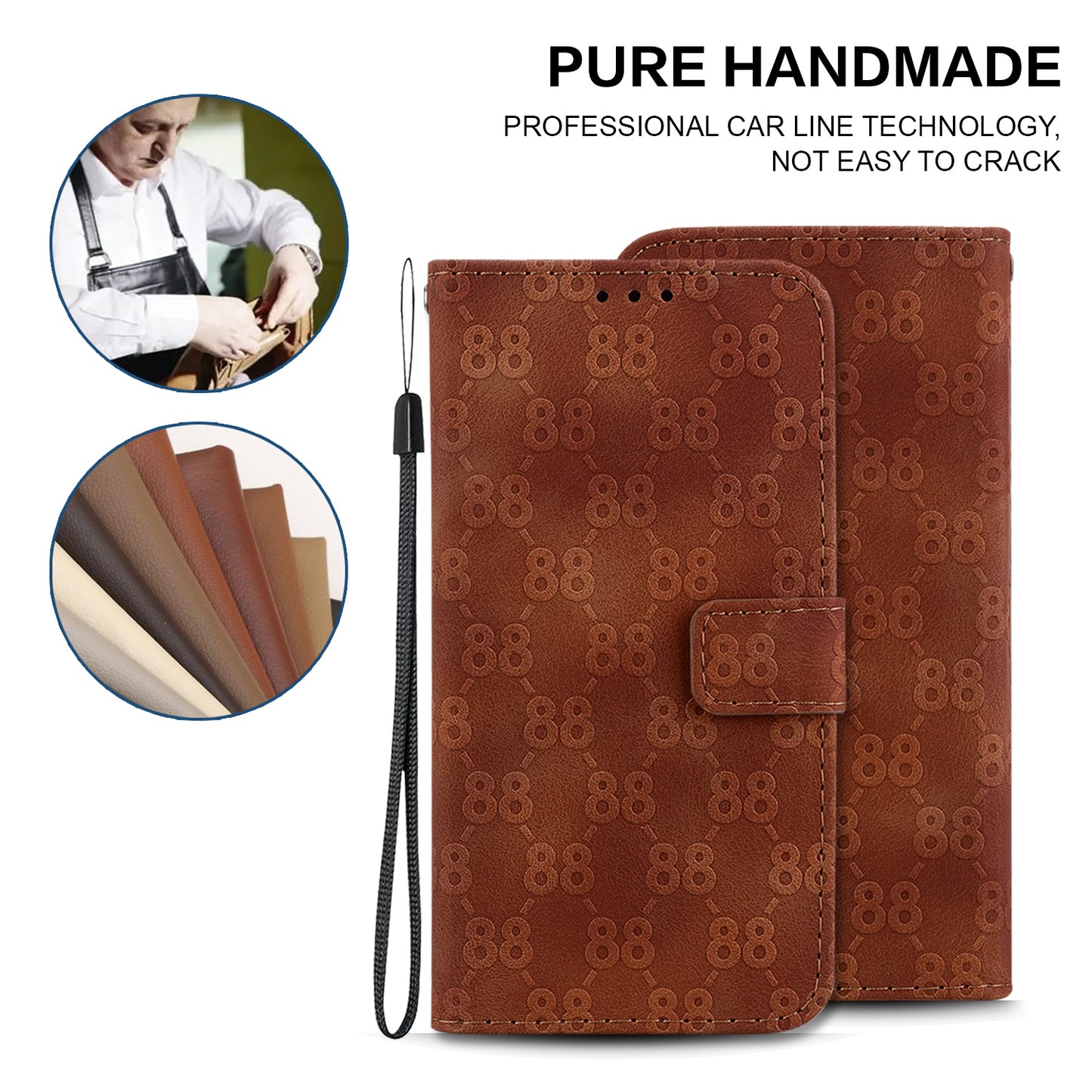 For Honor X9 4G / X9 5G Double 8-Shape Imprint Leather Shell Anti-fall Wallet Stand Phone Cover