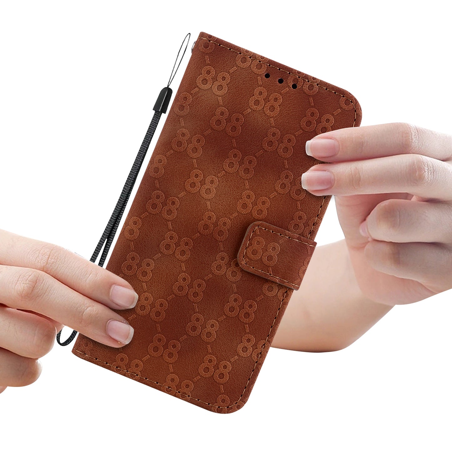For Honor X9 4G / X9 5G Double 8-Shape Imprint Leather Shell Anti-fall Wallet Stand Phone Cover