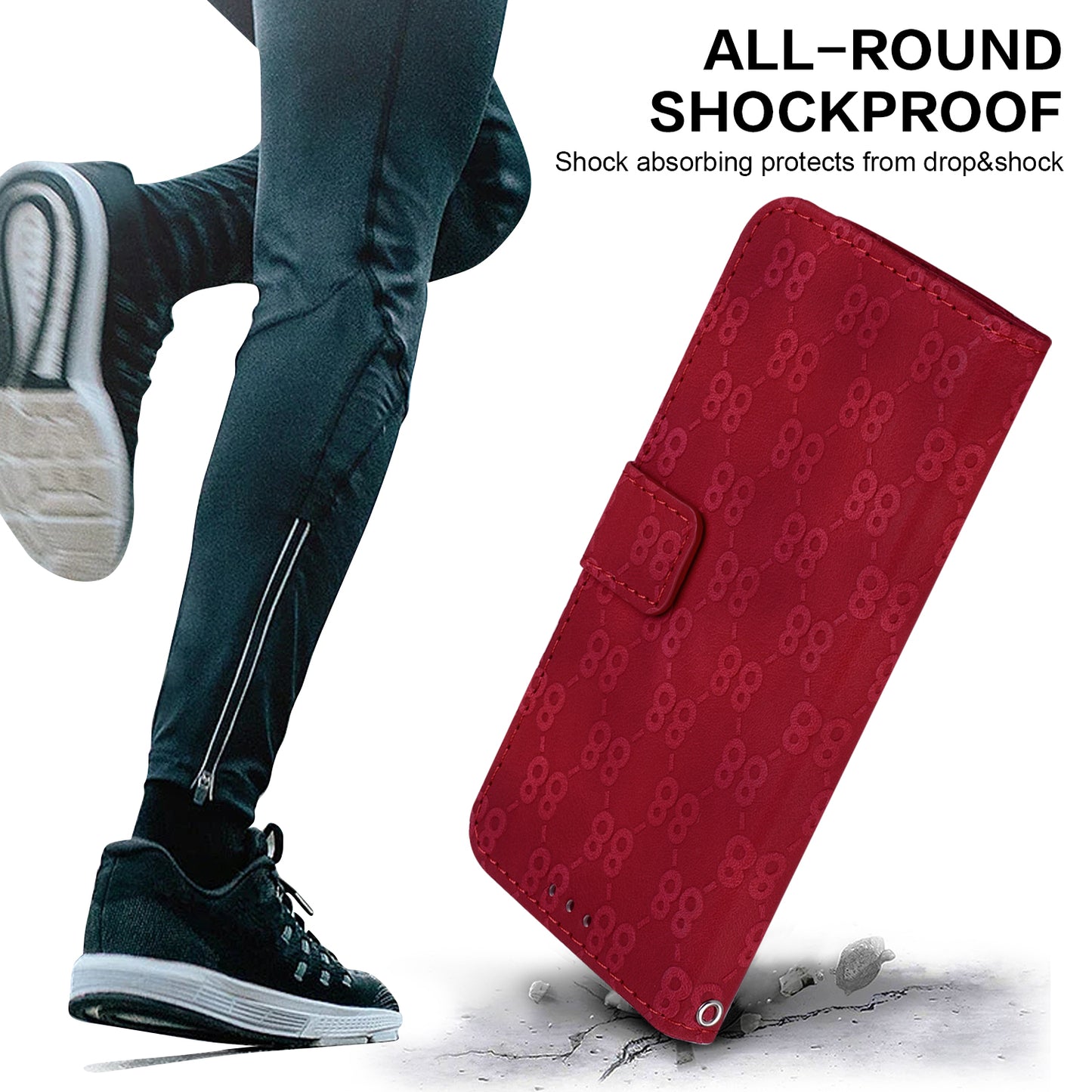 For Honor X9 4G / X9 5G Double 8-Shape Imprint Leather Shell Anti-fall Wallet Stand Phone Cover