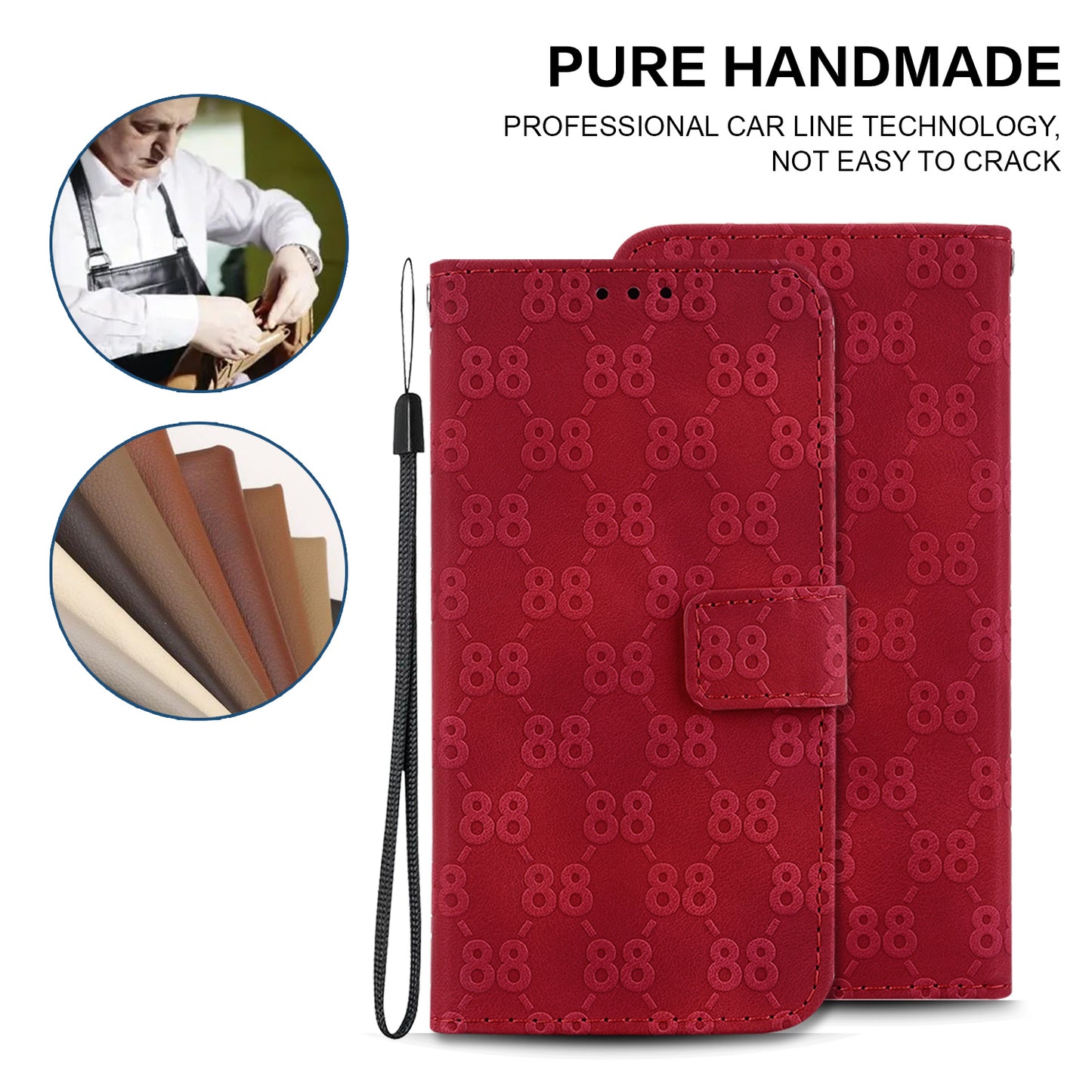 For Honor X9 4G / X9 5G Double 8-Shape Imprint Leather Shell Anti-fall Wallet Stand Phone Cover