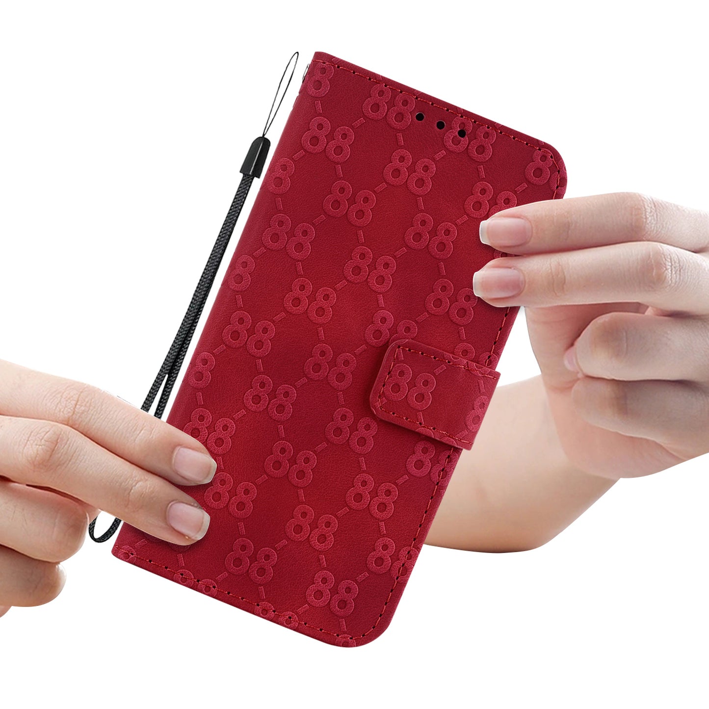 For Honor X9 4G / X9 5G Double 8-Shape Imprint Leather Shell Anti-fall Wallet Stand Phone Cover