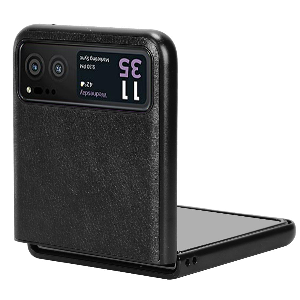 For Motorola Razr 40 5G Phone Back Case PU Leather Coated PC Litchi Texture Protection Phone Cover
