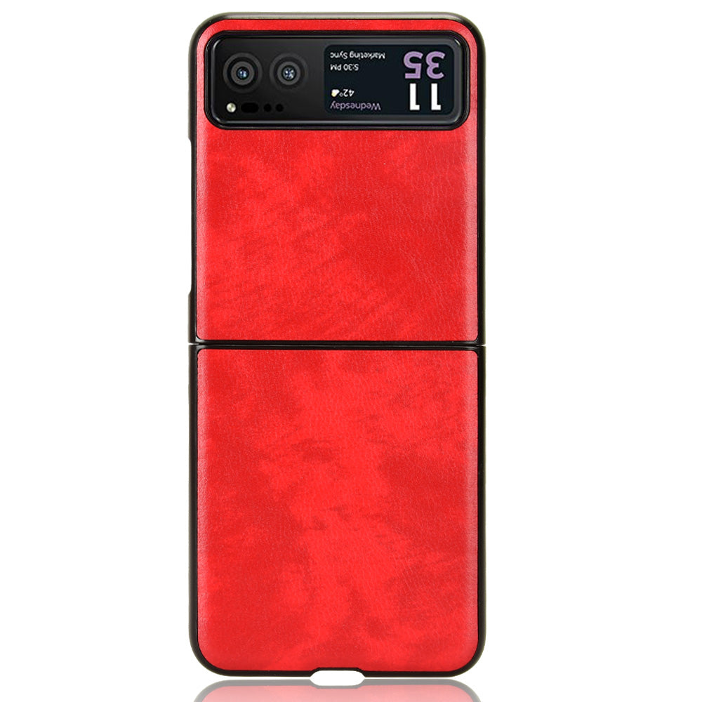 For Motorola Razr 40 5G Phone Back Case PU Leather Coated PC Litchi Texture Protection Phone Cover