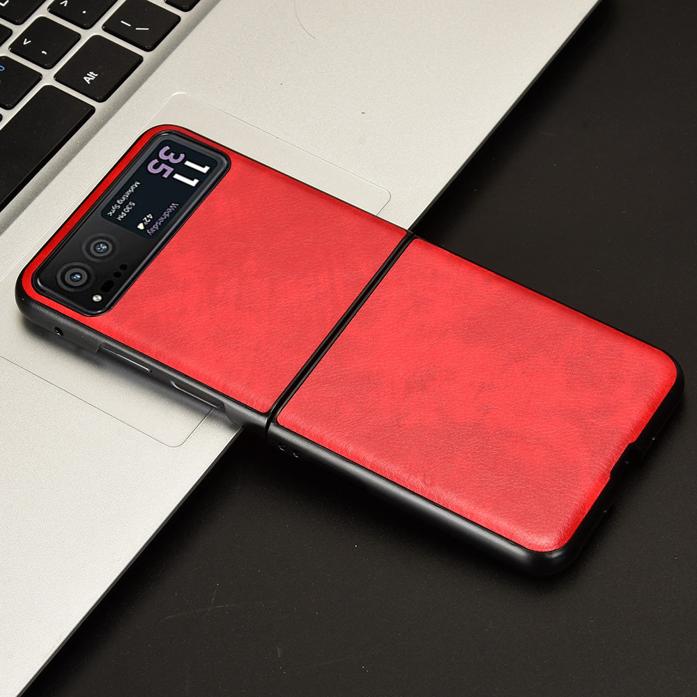 For Motorola Razr 40 5G Phone Back Case PU Leather Coated PC Litchi Texture Protection Phone Cover