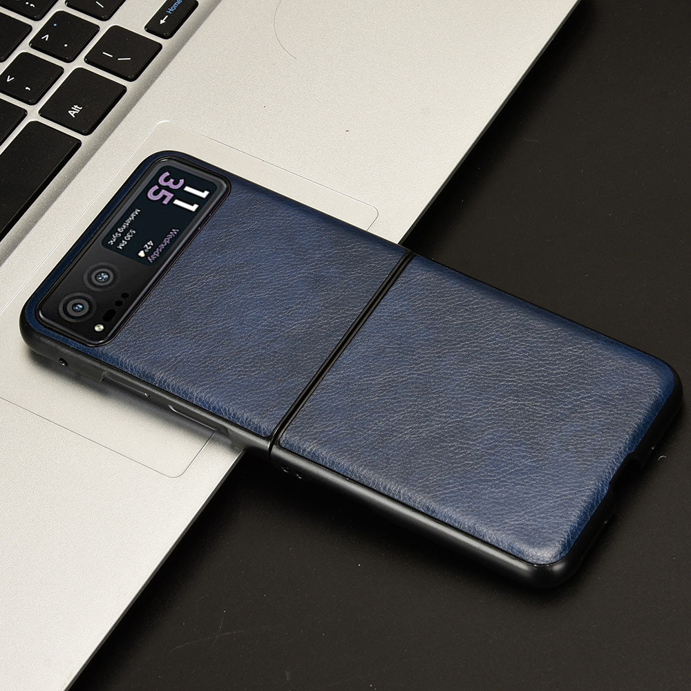 For Motorola Razr 40 5G Phone Back Case PU Leather Coated PC Litchi Texture Protection Phone Cover