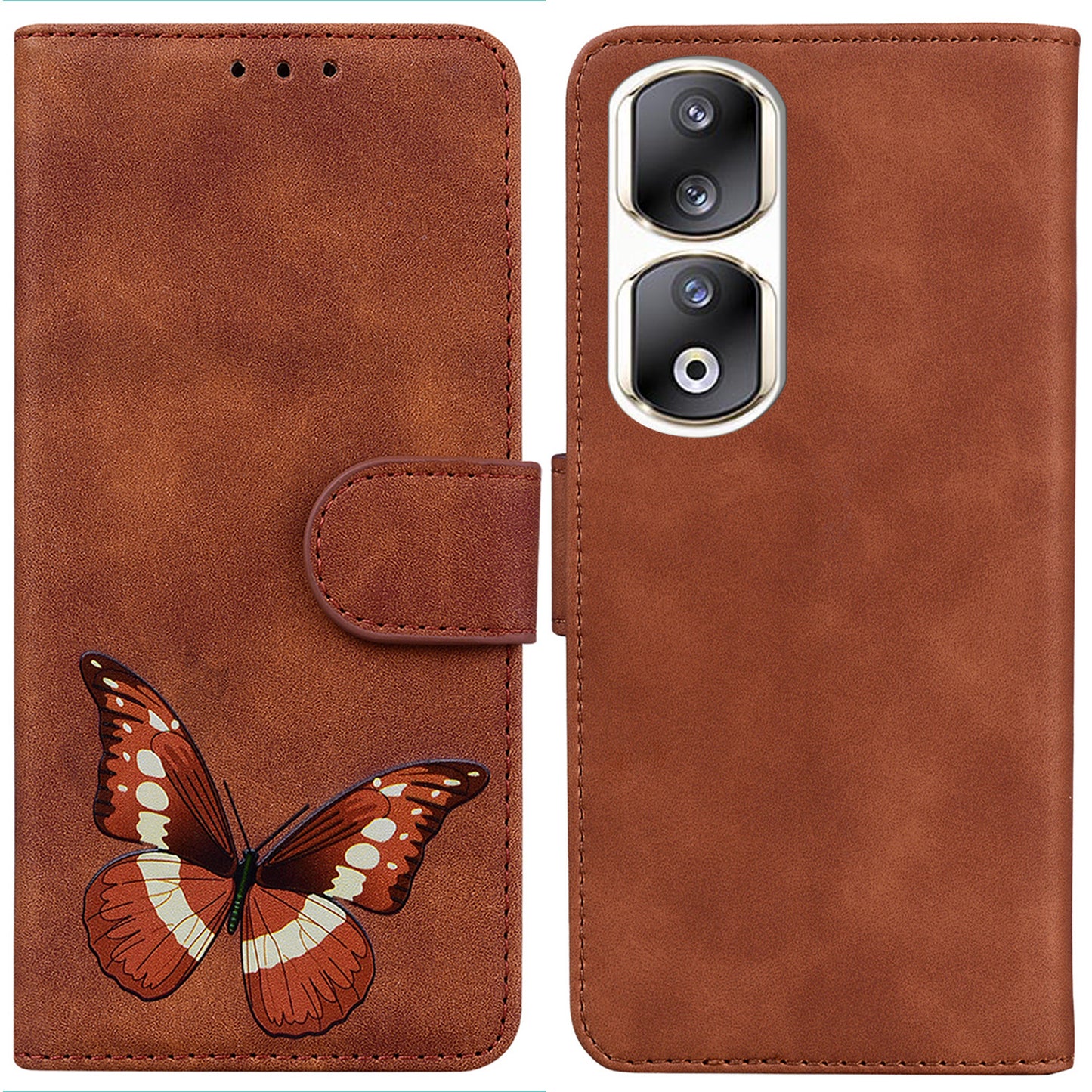 For Honor 90 Pro Anti-Scratch Wallet Phone Case Butterfly Printing Skin-Touch PU Leather Flip Cover