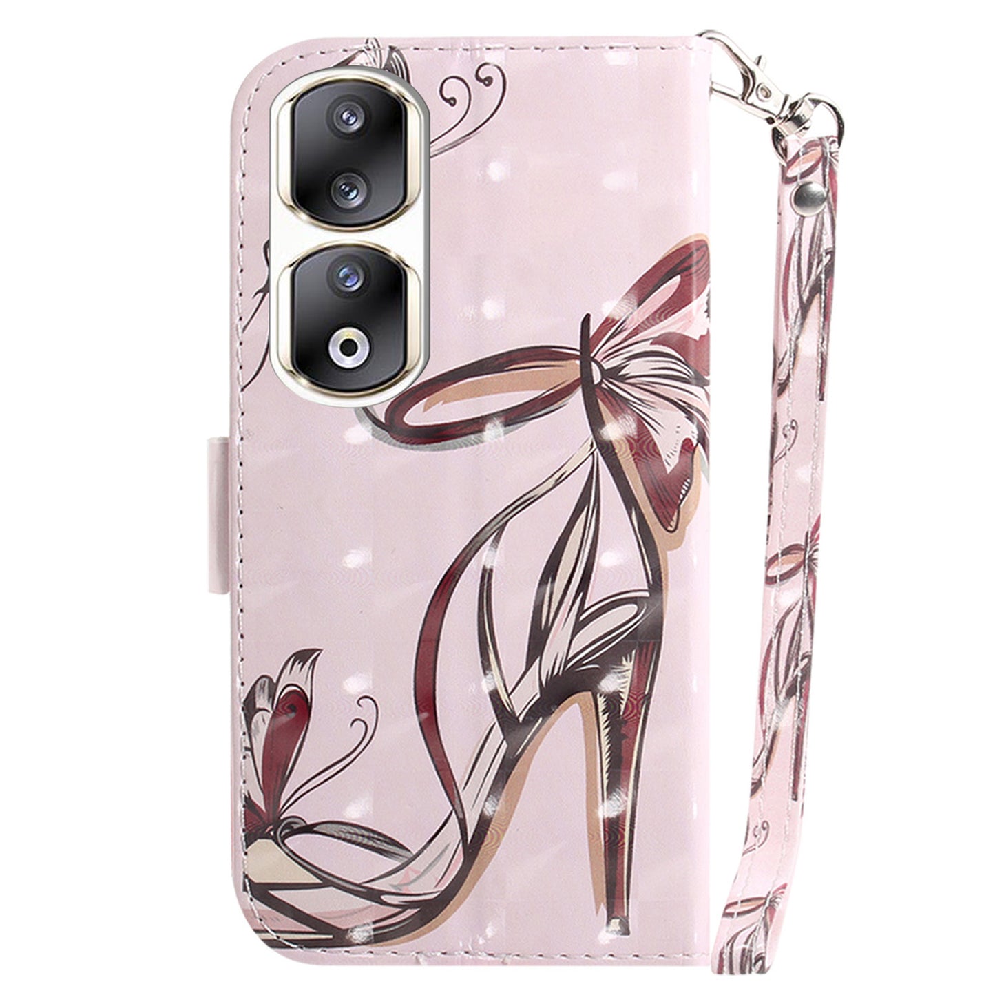 For Honor 90 Pro 3D Pattern Printed Case PU Leather Stand Wallet Phone Cover with Strap