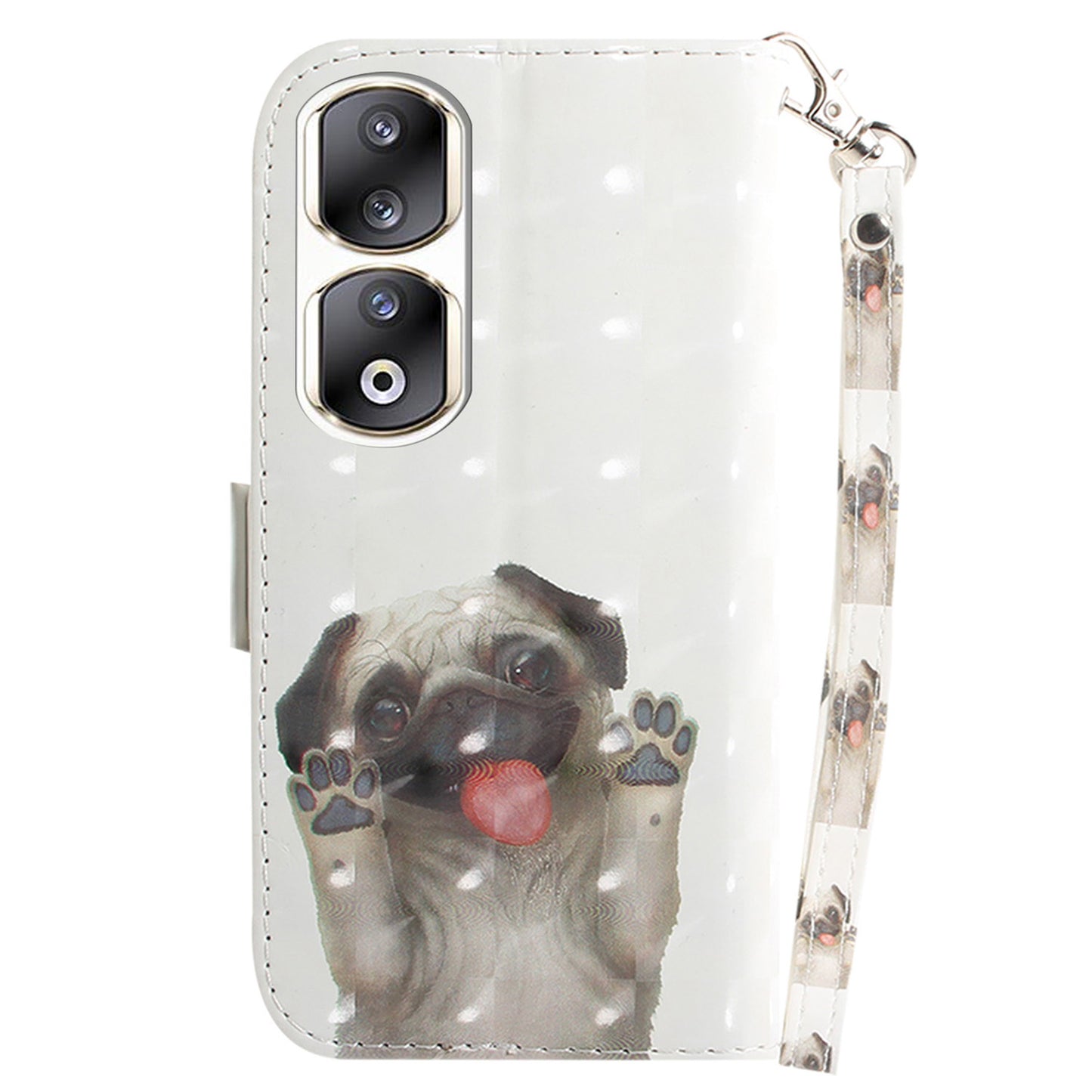 For Honor 90 Pro 3D Pattern Printed Case PU Leather Stand Wallet Phone Cover with Strap