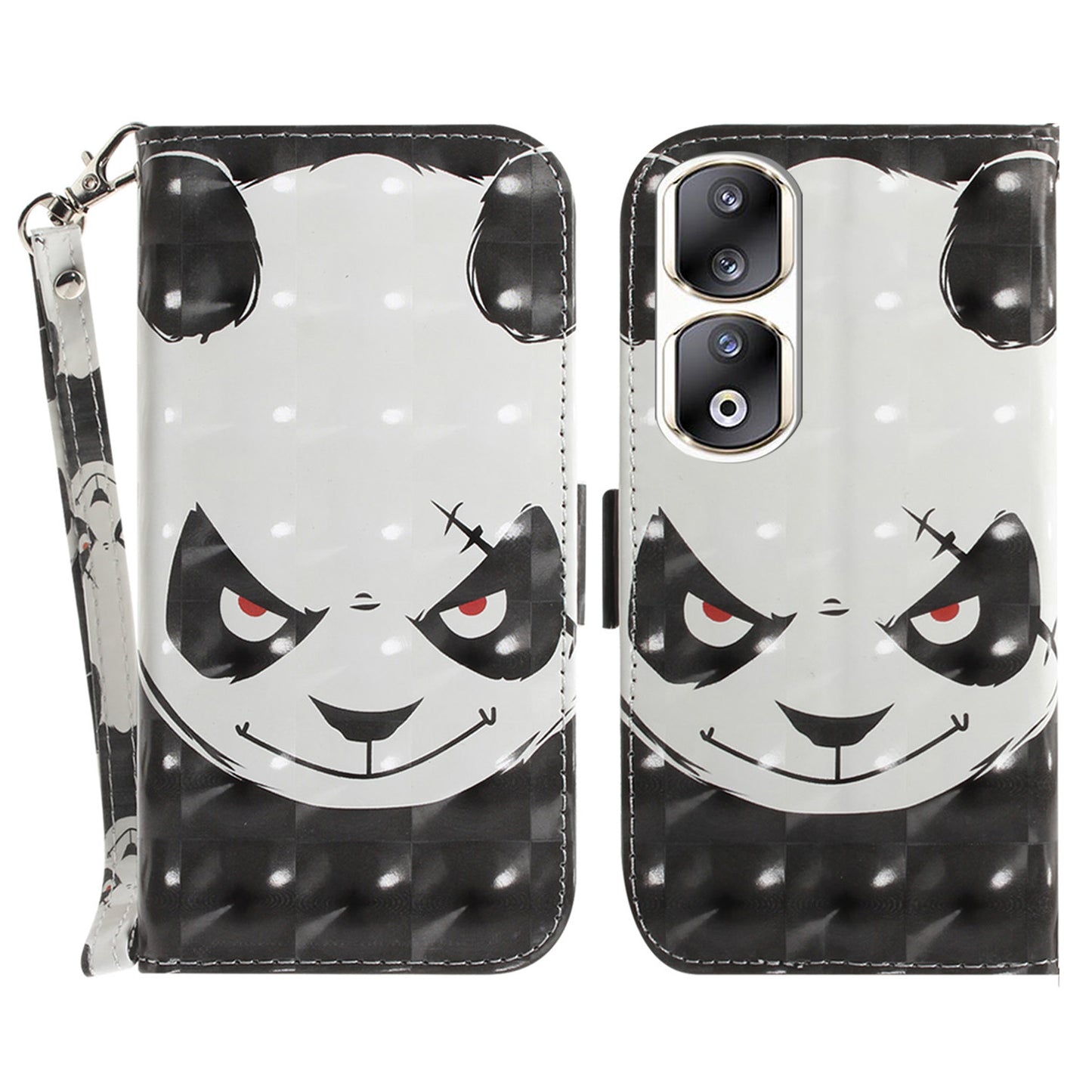 For Honor 90 Pro 3D Pattern Printed Case PU Leather Stand Wallet Phone Cover with Strap