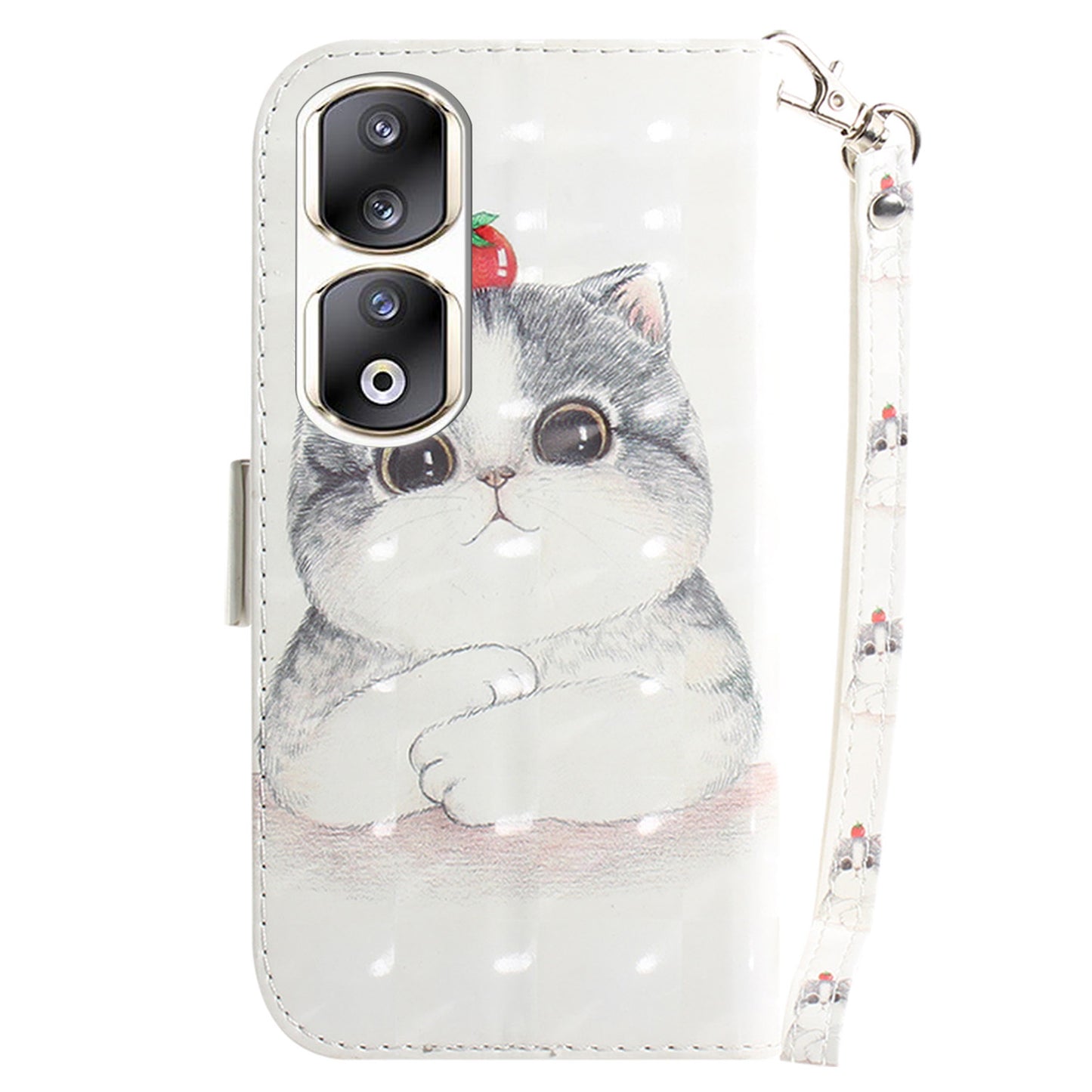 For Honor 90 Pro 3D Pattern Printed Case PU Leather Stand Wallet Phone Cover with Strap