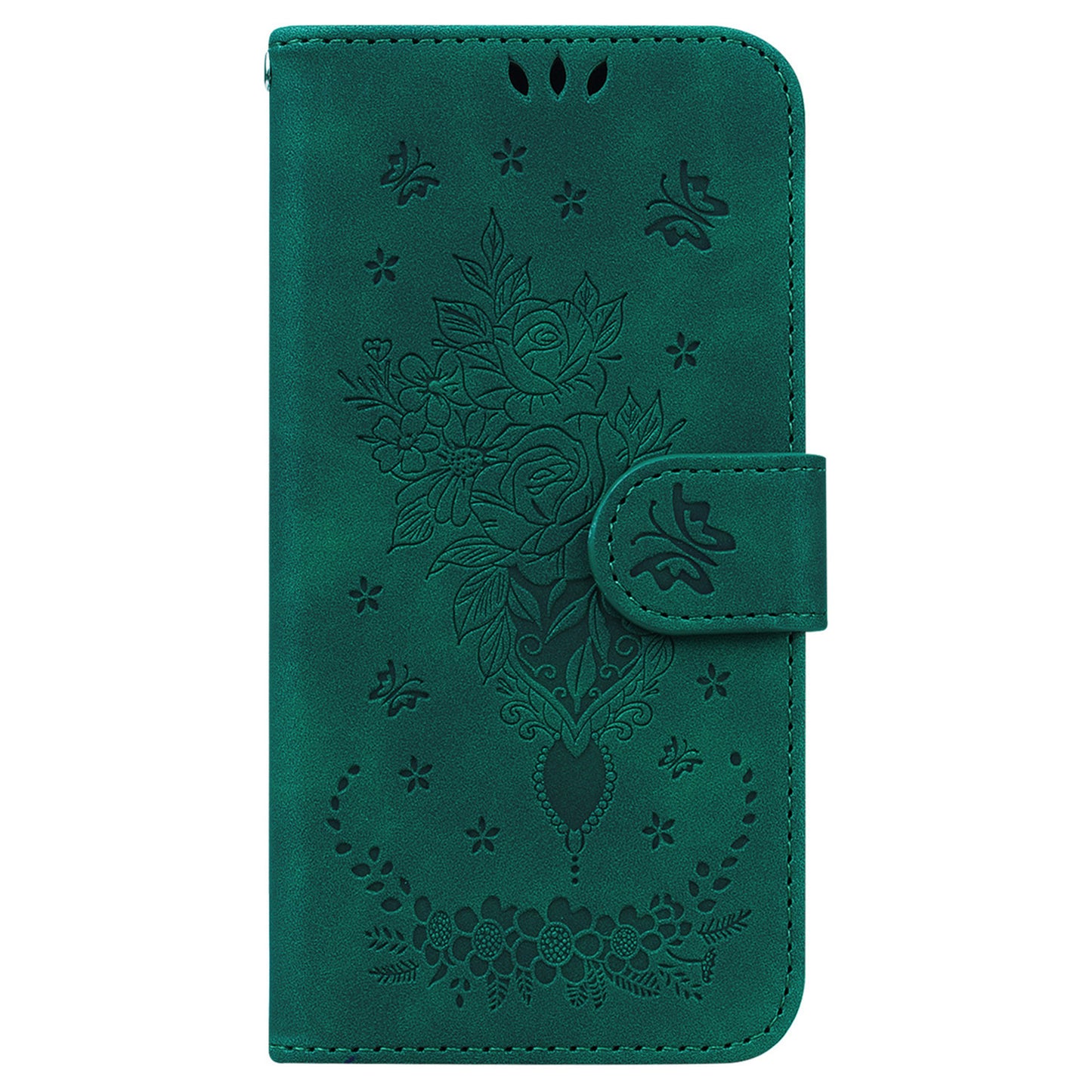 For Honor 90 Pro Shockproof Phone Shell Rose Butterfly Imprinted Wallet Phone Case PU Leather Flip Cover