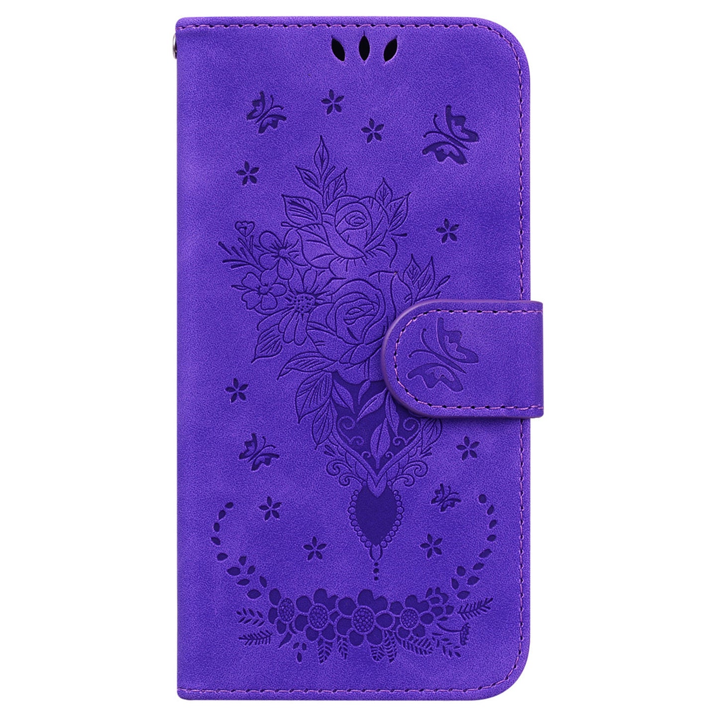For Honor 90 Pro Shockproof Phone Shell Rose Butterfly Imprinted Wallet Phone Case PU Leather Flip Cover